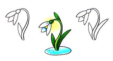 Подснежники рисунок легкий