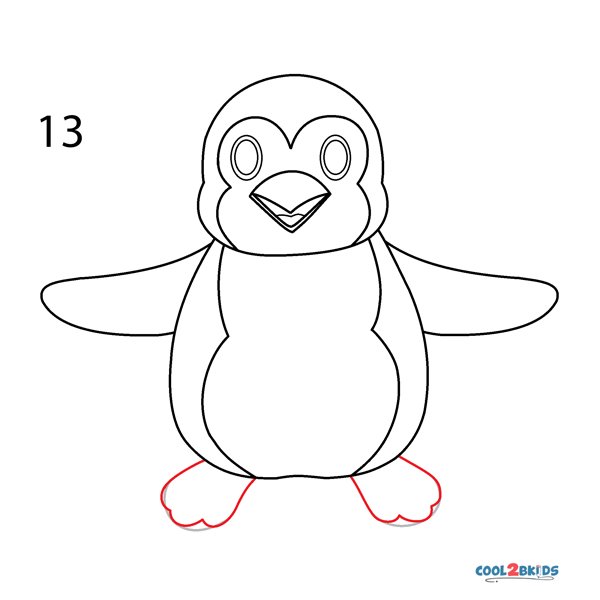 Пингвин рисунок для детей легкий