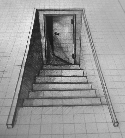 Лестница карандашом