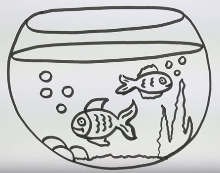 Аквариум с рыбками для срисовки