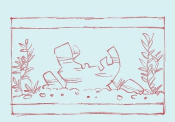 Аквариум рисунок для детей карандашом