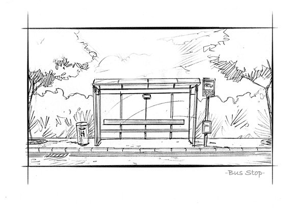 Нарисовать автобусную остановку
