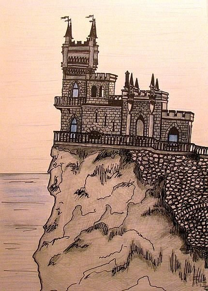 Ласточкино гнездо в Крыму гравюра