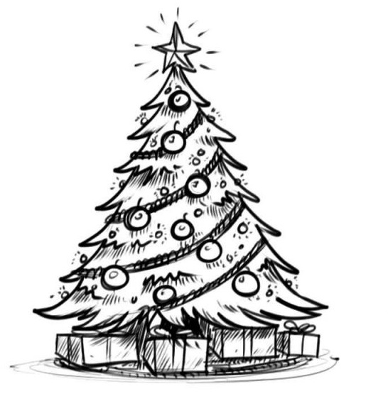 Новогодняя елка карандашом