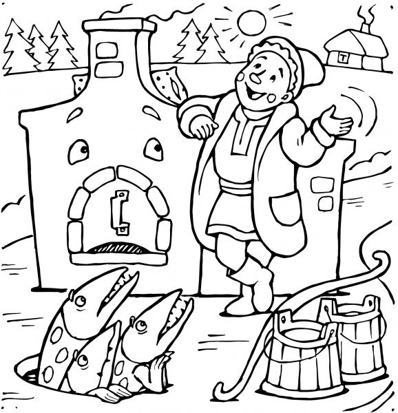 По щучьему велению раскраска