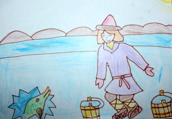 Емеля и щука рисунок детский