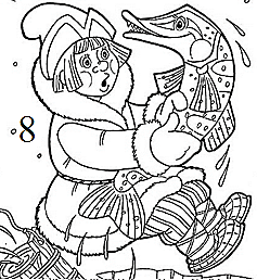 Емеля и щука раскраска для детей