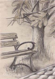 Рисунок осень карандашом