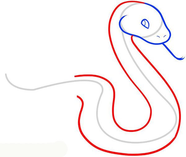 Змея карандашом для детей