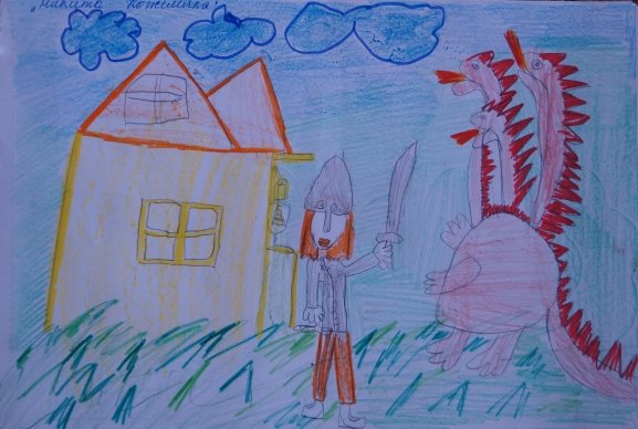 Рисунок к былине Вольга и Микула Селянинович