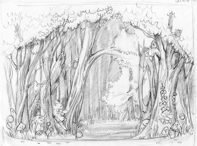 Рисунок лес карандашом для детей 2 класс