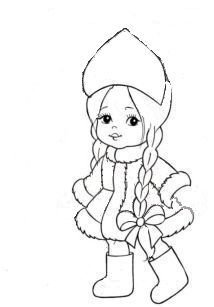 Снегурочка для детей для срисовки