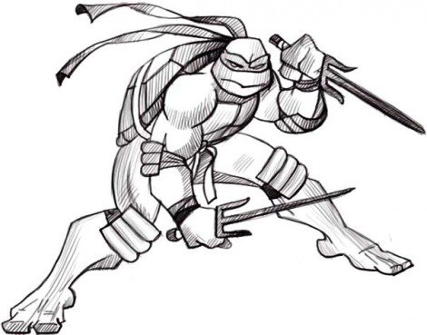 Черепашки ниндзя карандашом Рафаэль