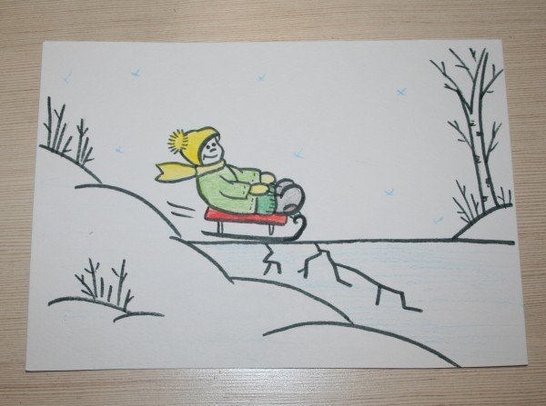 Рисование осторожно тонкий лед