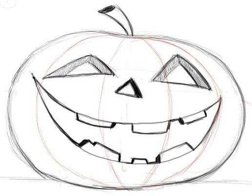 Тыква на Хэллоуин рисунок карандашом