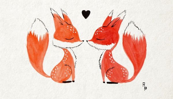Влюбленные животные нарисованные