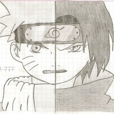 Рисунки для срисовки Наруто и Саске