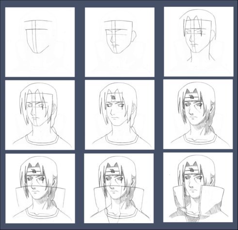 Рисунки поэтапно аниме Итачи