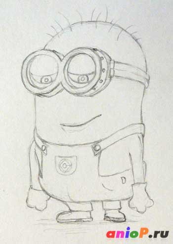 Рисунок миньона простым карандашом