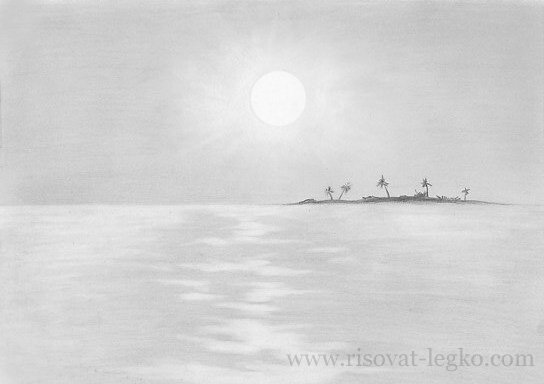 Спокойное море карандашом