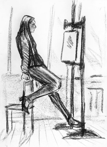 Зарисовка фигуры человека в интерьере