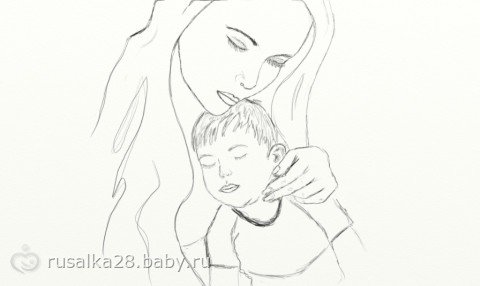 Мама и сын рисунок для срисовки