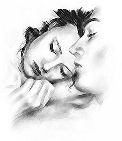 Рисунок карандашом пара в постели