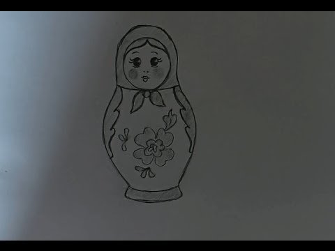 Раскраска Матрешка с фартучком