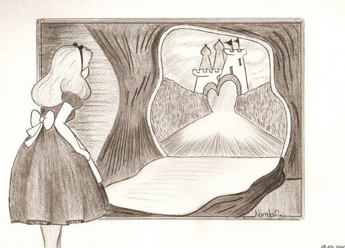 Алиса в стране чудес карандашом