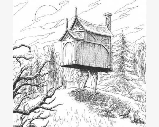 Рисование избушка на куриных ножках