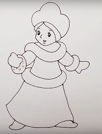 Снегурочка рисунок для детей карандашом