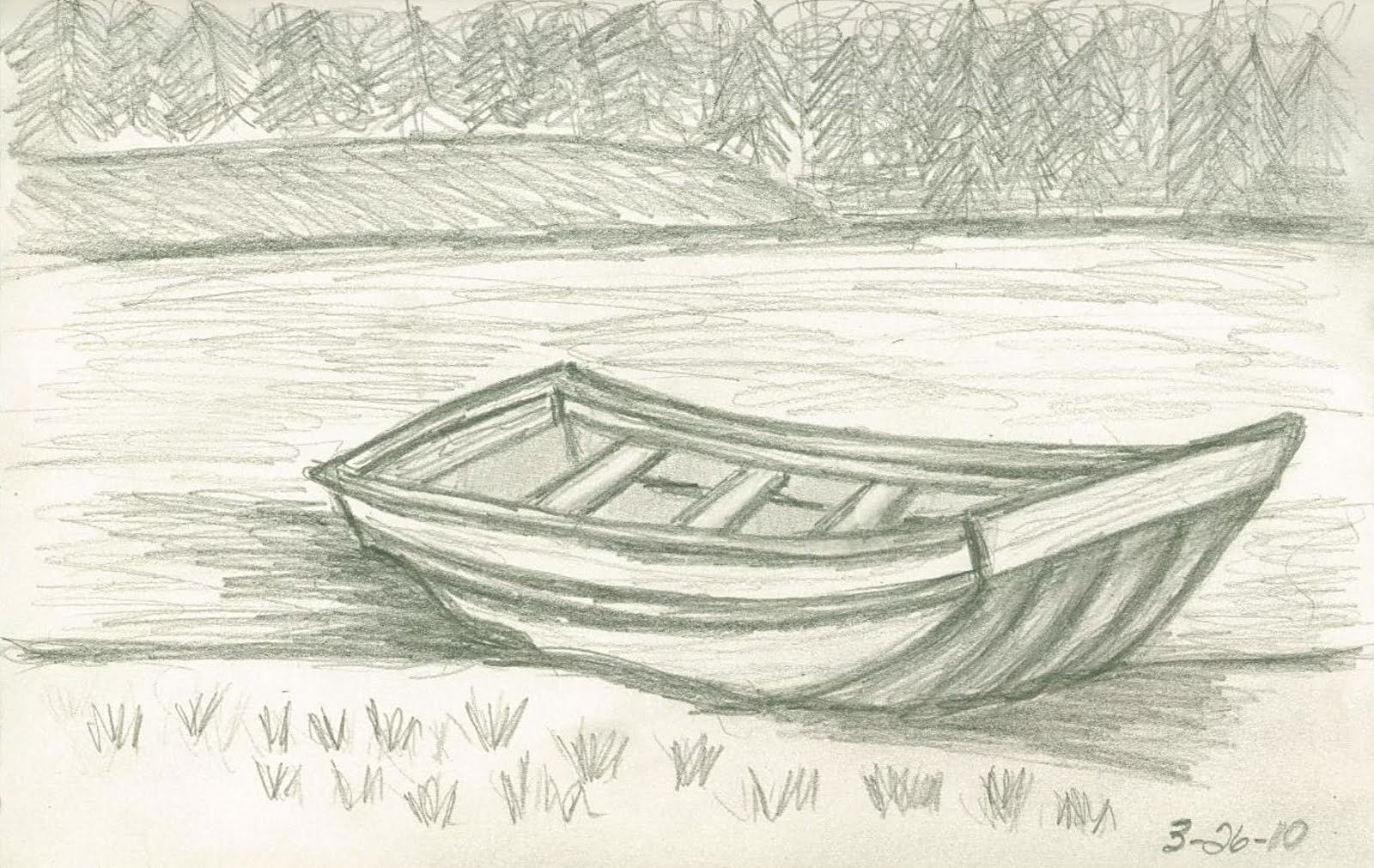 Лодка рисунок карандашом