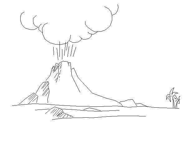 Извержение вулкана карандашом