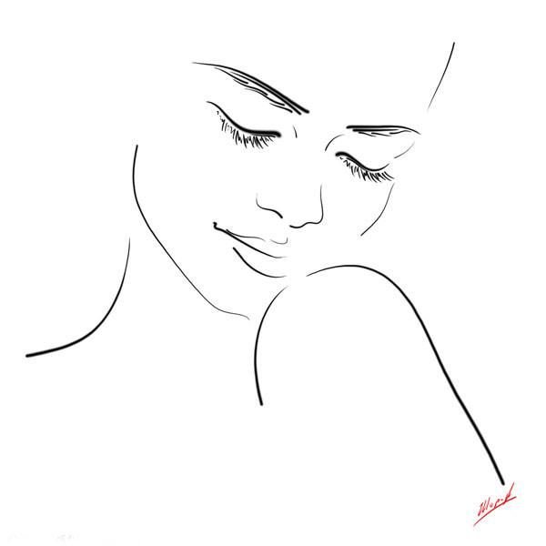 Рисунки линиями девушек