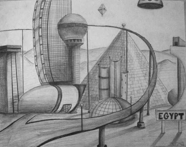 Город будущего карандашом