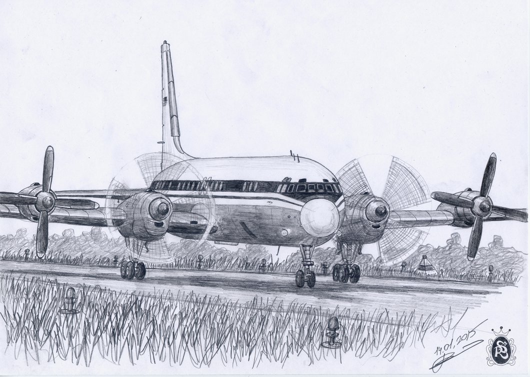 Карандашный рисунок самолета