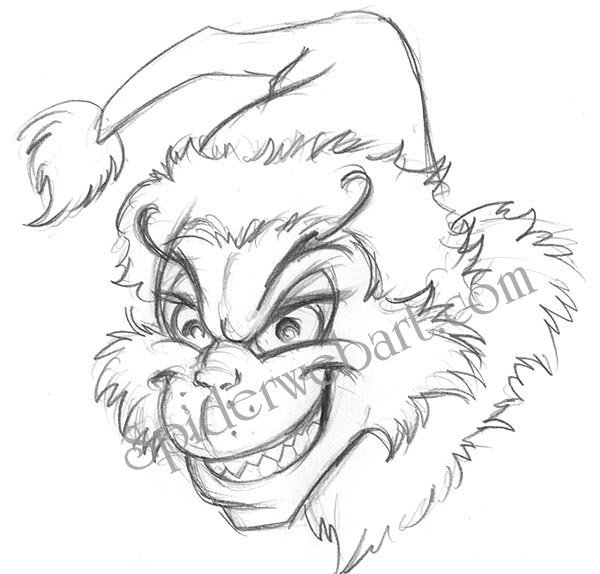 Гринч для срисовки карандашом