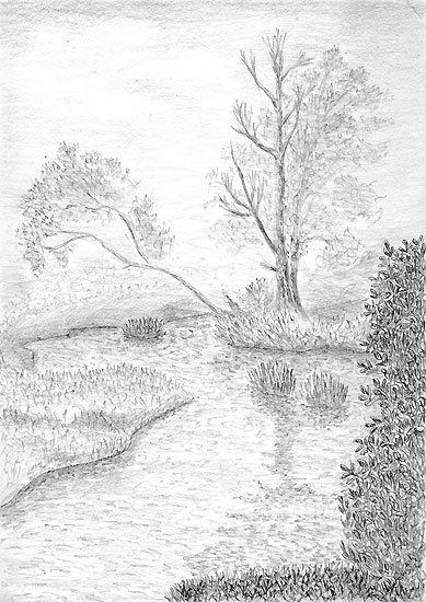 Рисунок на тему родная природа карандашом