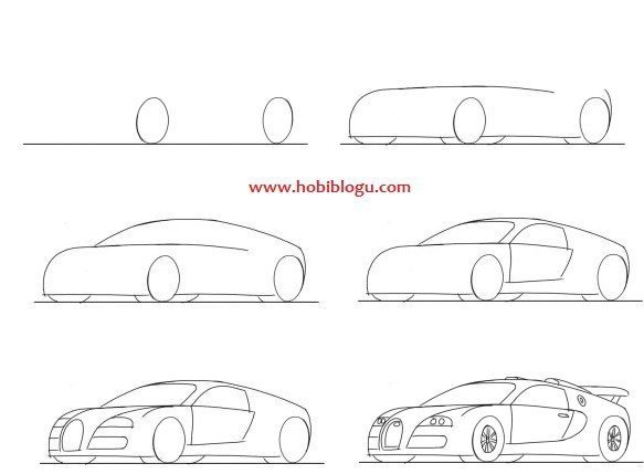 Бугатти Вейрон рисунок карандашом поэтапно