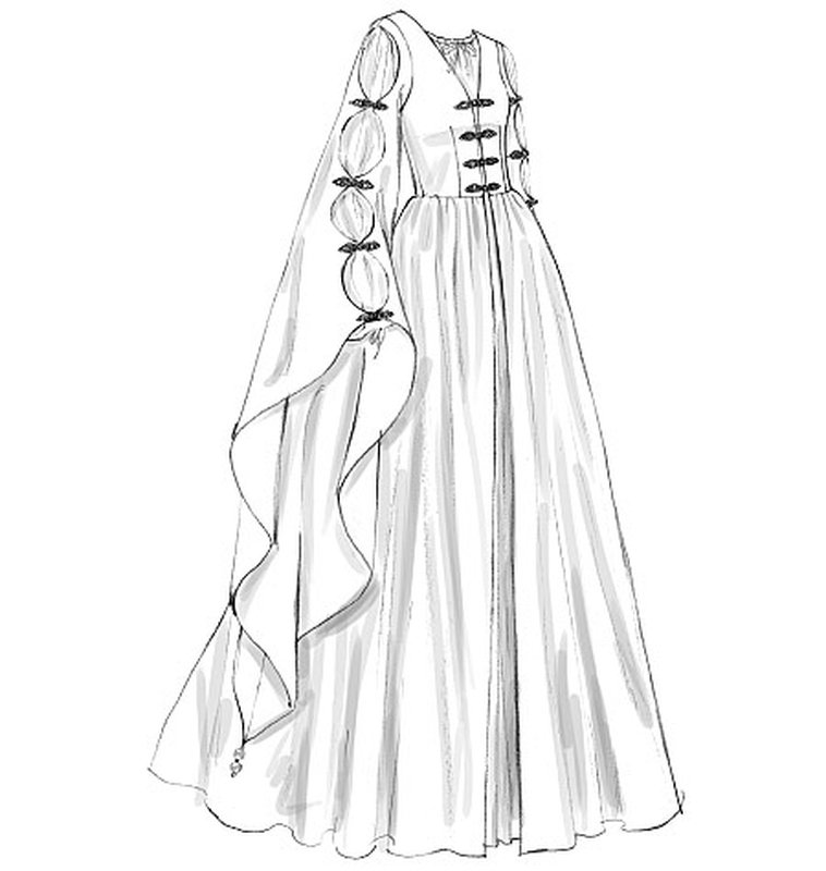 Средневековое платье рисунок