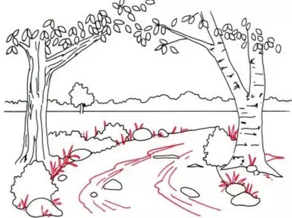 Весенний пейзаж рисунки пошагово