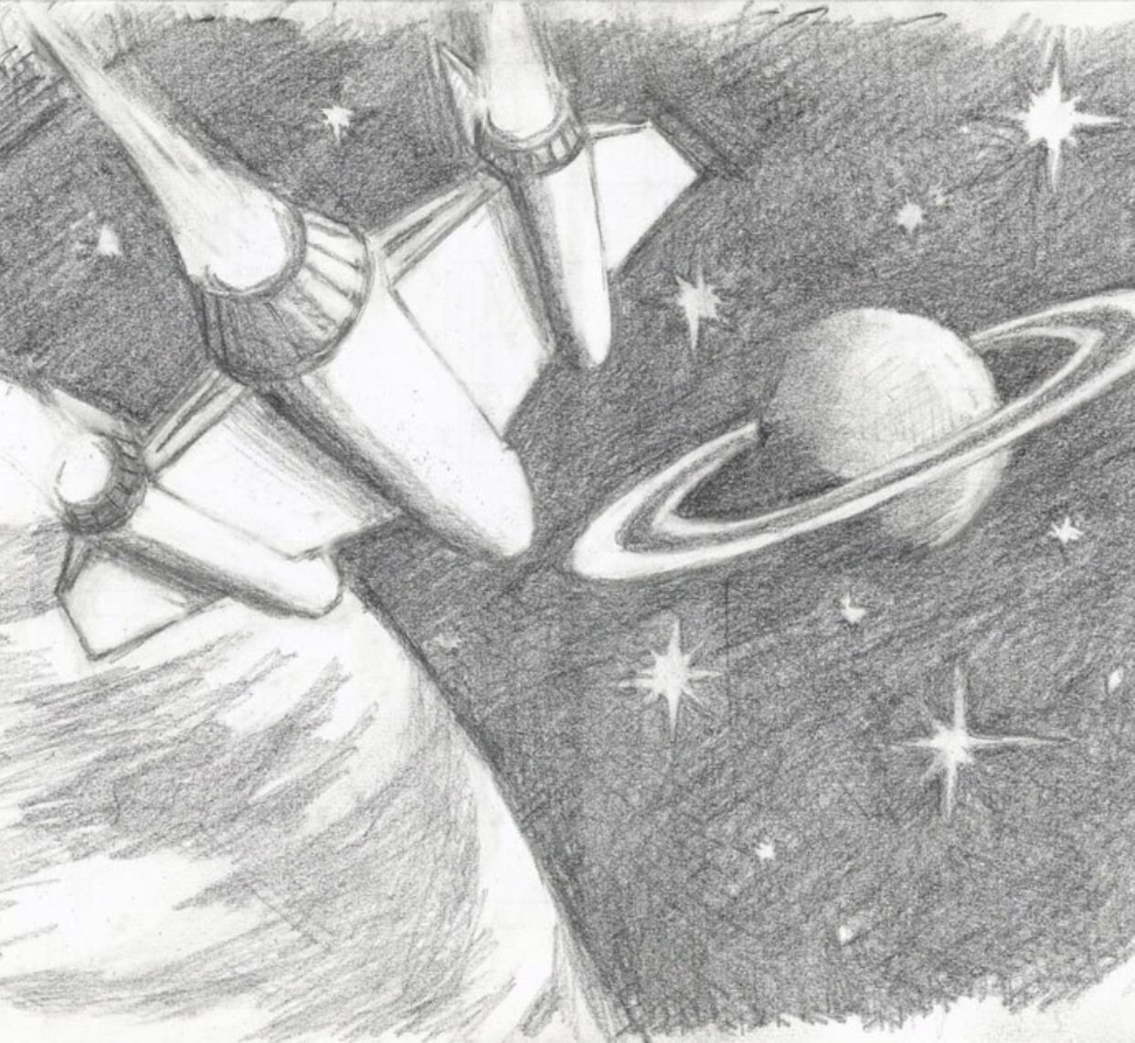 Рисунок космос карандашом красивый