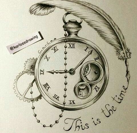 Тату часы на цепочке