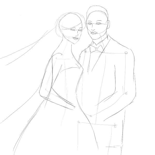 Свадьба рисунок карандашом