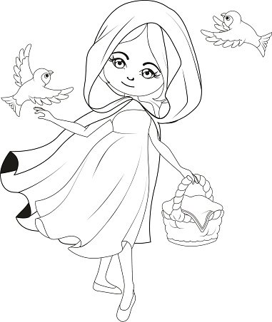 Красная шапочка вектор чб