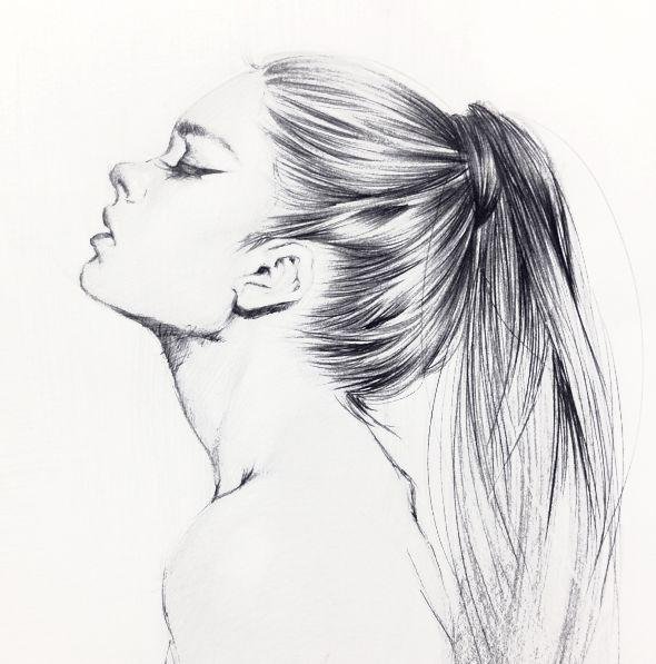 Лицо в профиль карандашом