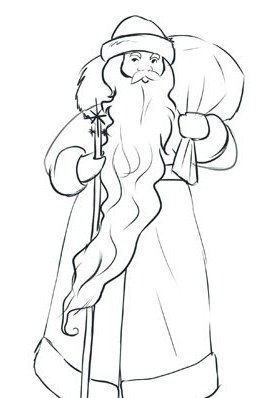 Дед Мороз набросок карандашом