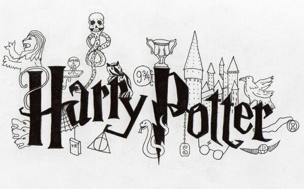 Гарри Поттер черно белый рисунок