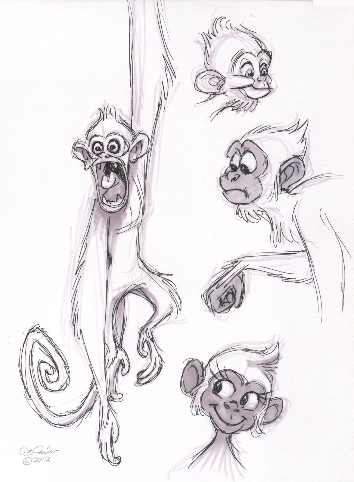 Скетч обезьянка