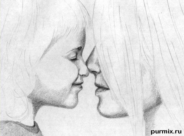 Красивый рисунок мамы и дочки карандашом (50 фото) » Рисунки для срисовки и  не только